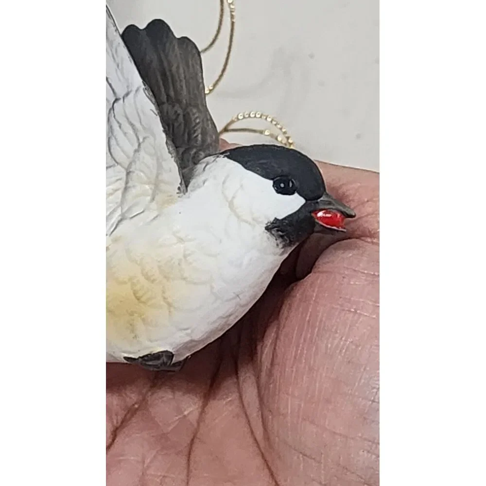 Andrea by Sadek Handpainted Porcelain Chickadee Hanging Ornament Figurine‎ FLAW